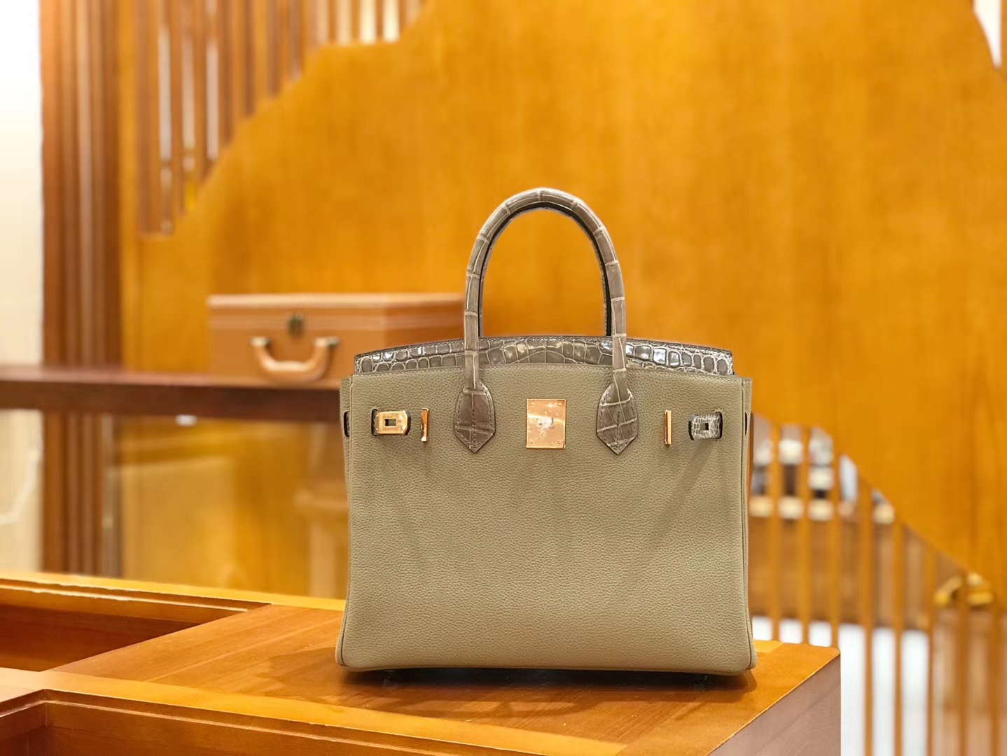 Hermès（爱马仕）Birkin Touch 30cm 斑鸠灰 一级鳄鱼皮拼Togo牛皮 原版蜜蜡线 顶级手工