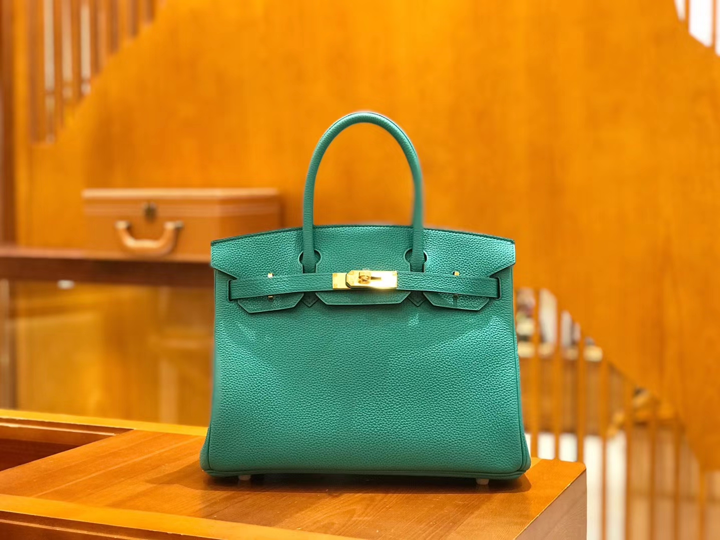 Hermès（爱马仕）Birkin 30cm 丝绒绿 Togo小牛皮 金扣 原版蜜蜡线 顶级手工缝制