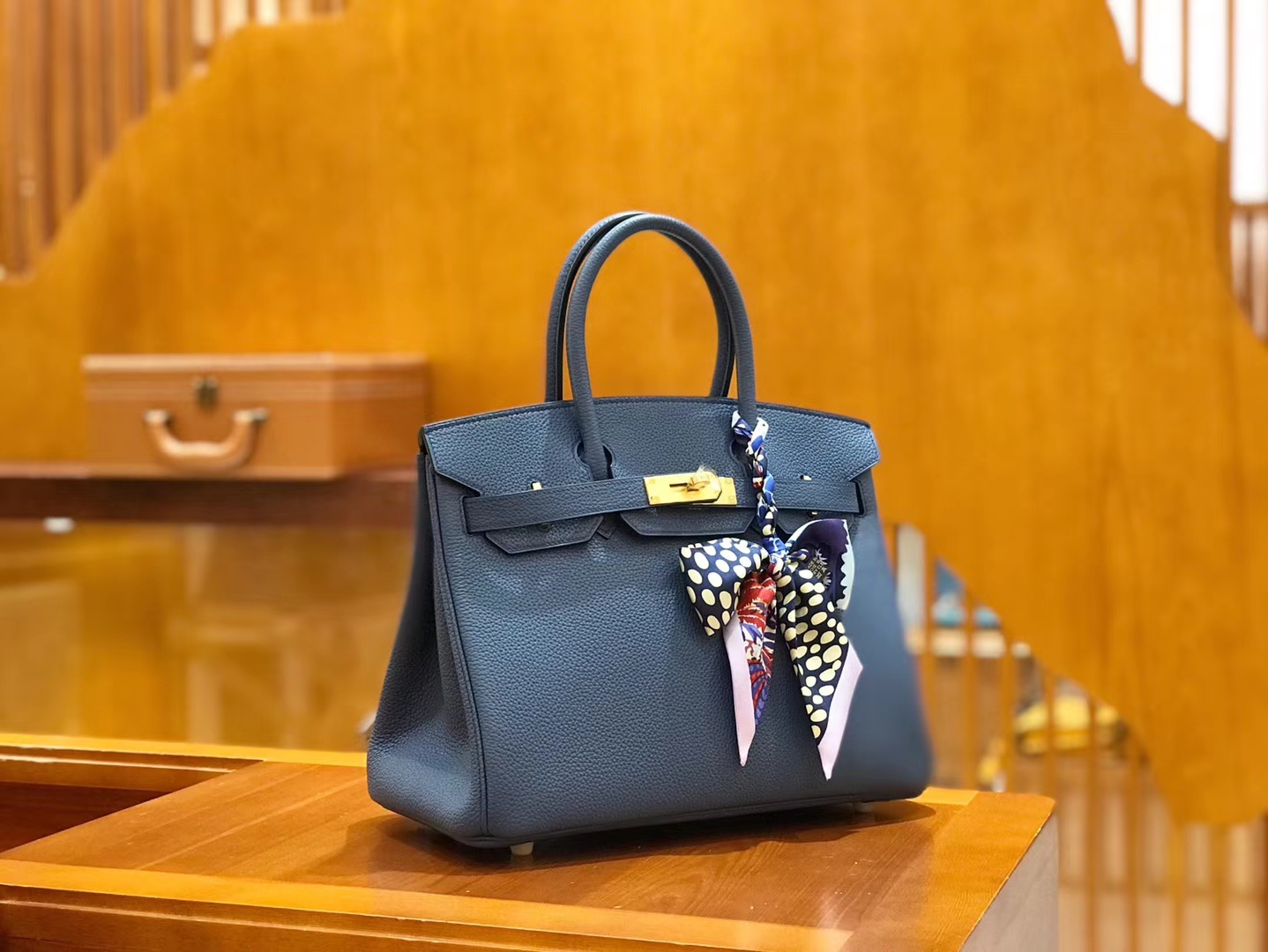Hermès（爱马仕）Birkin 30cm 明兰色 Togo小牛皮 金扣 原版蜜蜡线 顶级手工缝制