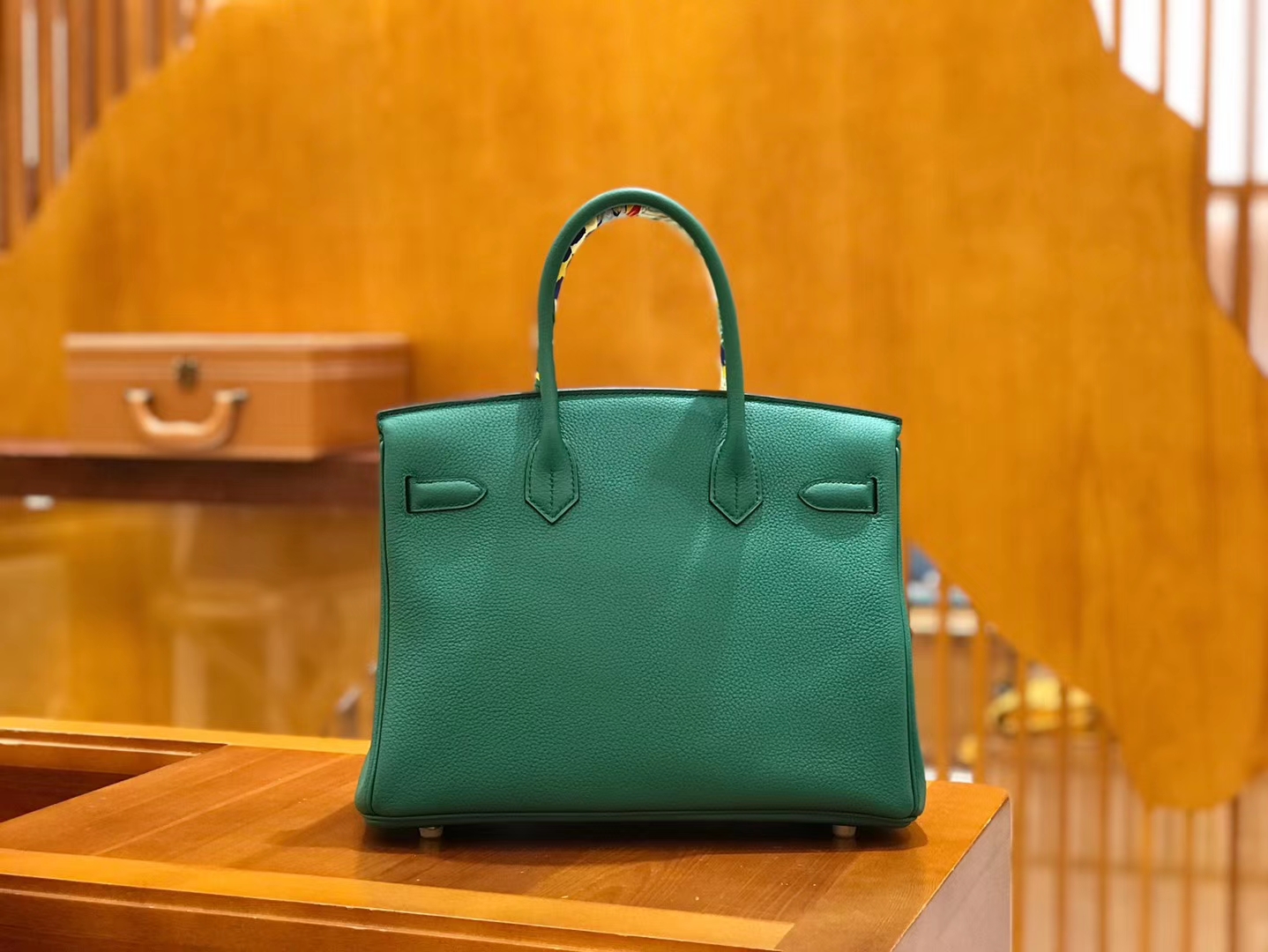 Hermès（爱马仕）Birkin 30cm 丝绒绿 Togo小牛皮 金扣 原版蜜蜡线 顶级手工缝制