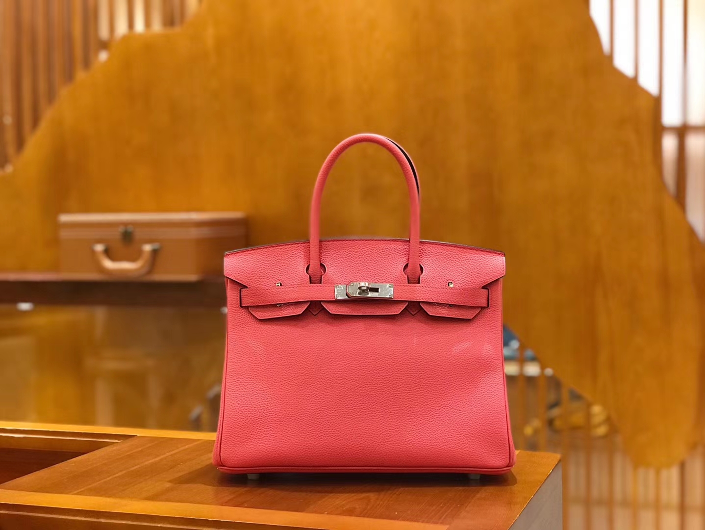 Hermès（爱马仕）Birkin 30cm 唇膏粉 Togo小牛皮 银扣 原版蜜蜡线 顶级手工缝制