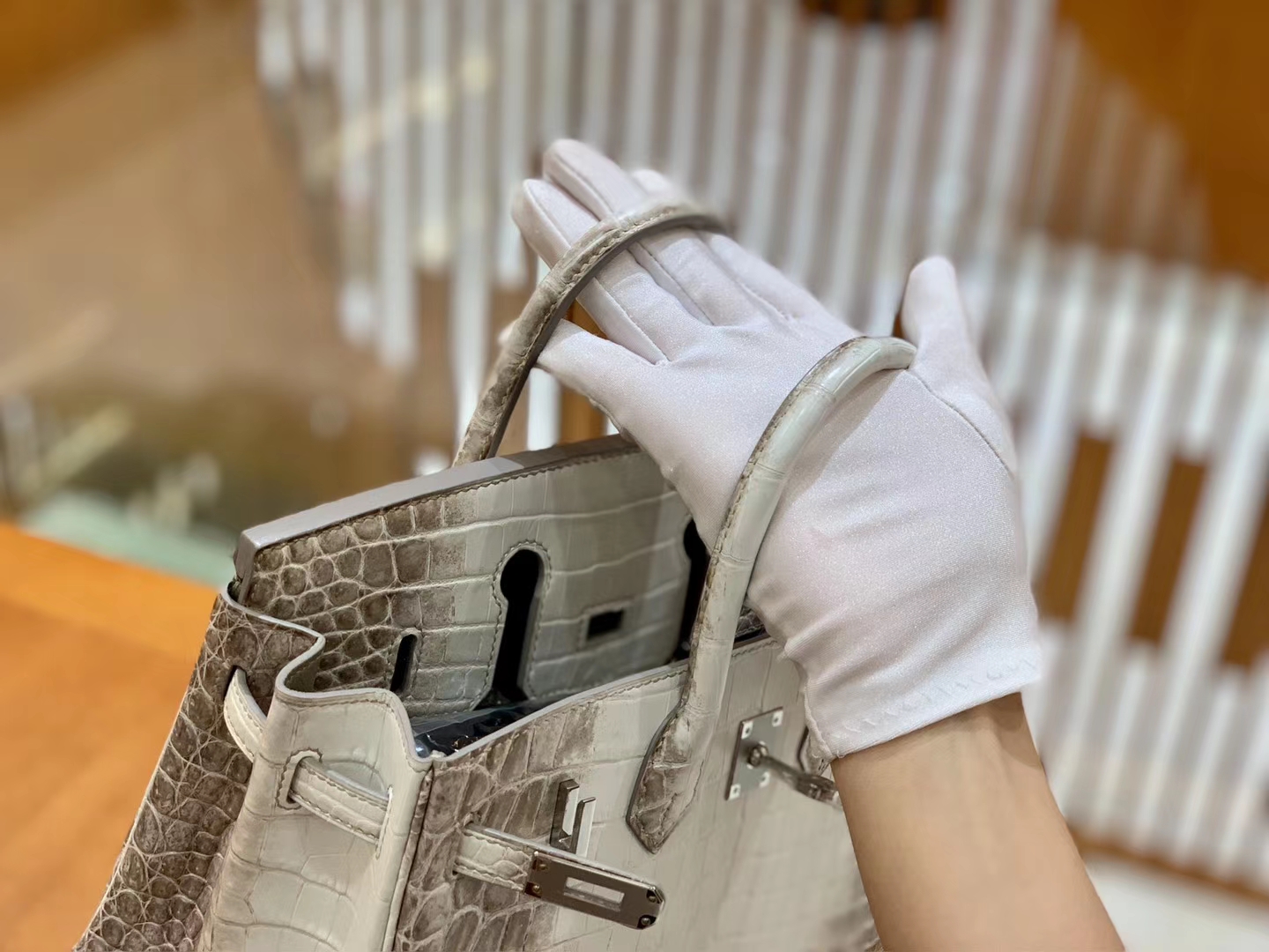 Hermès（爱马仕）Birkin 25cm 喜马拉雅 一级尼罗鳄鱼皮 银扣 原版蜜蜡线 顶级手工缝制