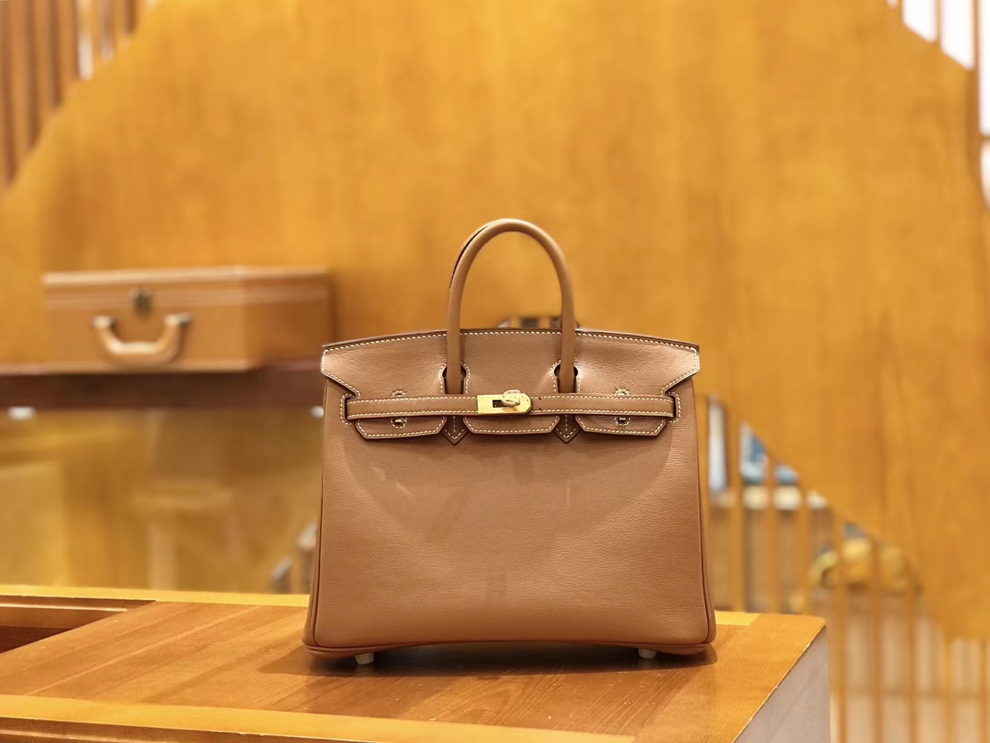 Hermès（爱马仕）Birkin 25cm 金棕 swift牛皮 金扣 原版蜜蜡线 顶级手工缝制