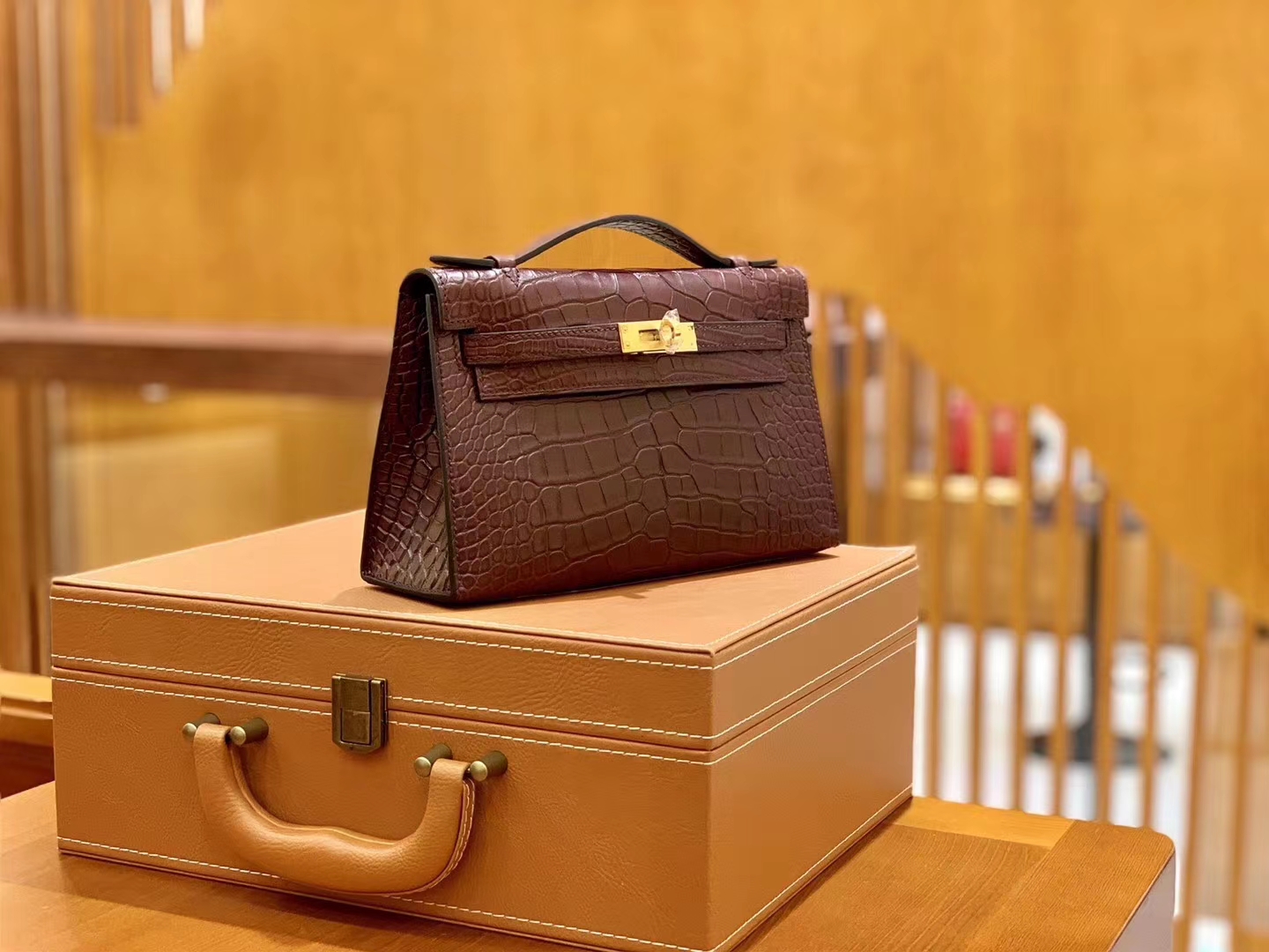Hermès（爱马仕）Mini kelly 22cm 一级美洲鳄鳄 波尔多酒红 原版蜜蜡线 顶级手缝