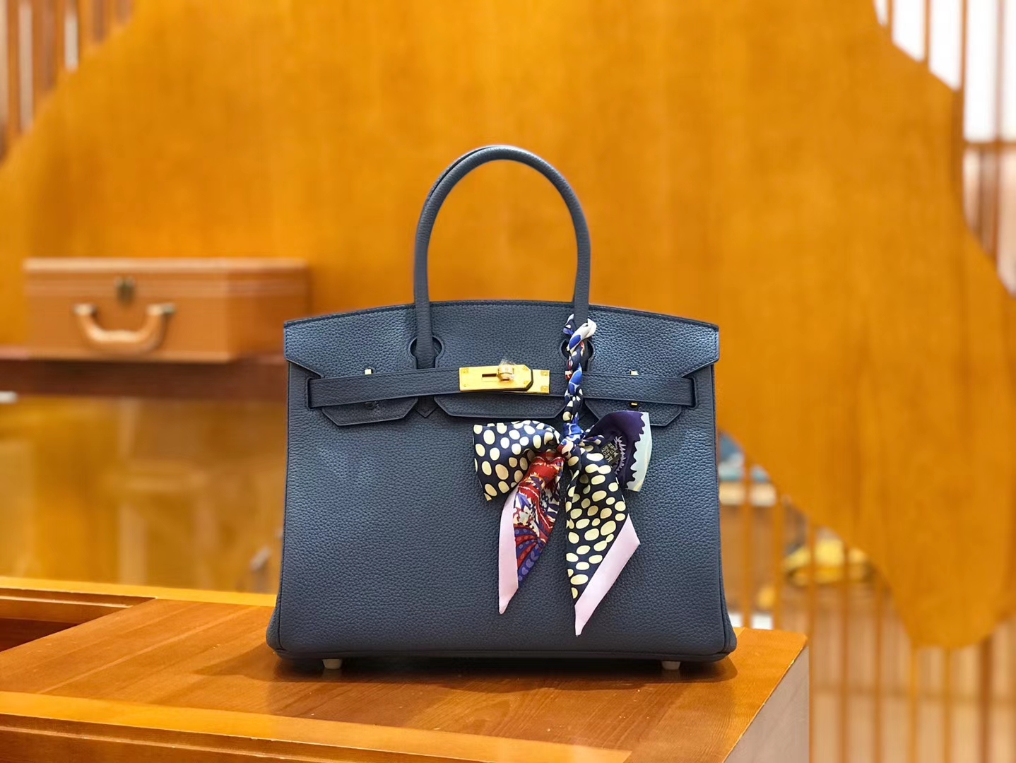 Hermès（爱马仕）Birkin 30cm 明兰色 Togo小牛皮 金扣 原版蜜蜡线 顶级手工缝制