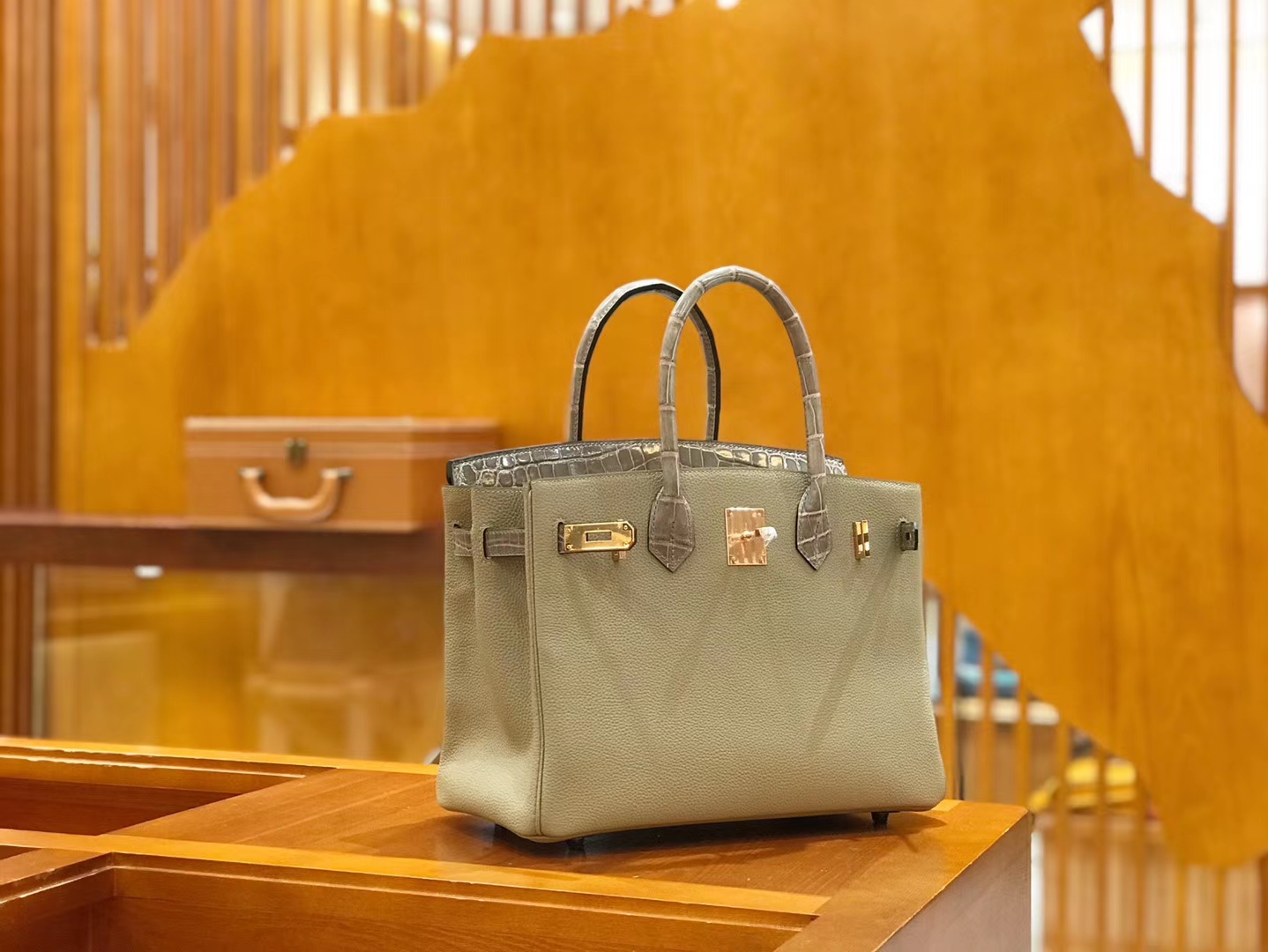 Hermès（爱马仕）Birkin Touch 30cm 斑鸠灰 一级鳄鱼皮拼Togo牛皮 原版蜜蜡线 顶级手工