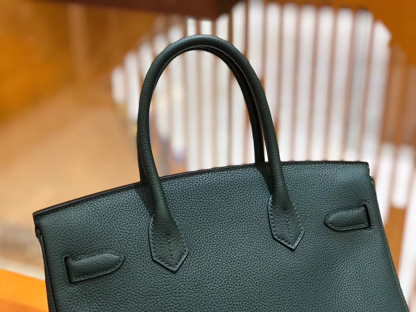 Hermès（爱马仕）Birkin 30cm 松柏绿 Togo小牛皮 银扣 原版蜜蜡线 顶级手工缝制