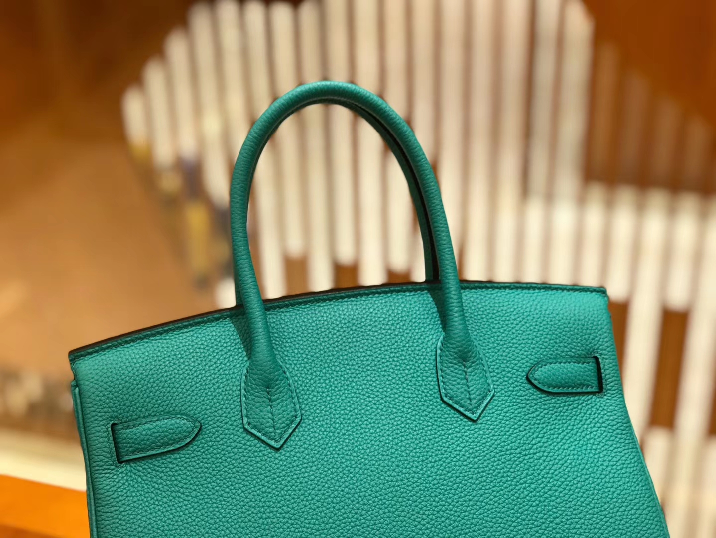 Hermès（爱马仕）Birkin 30cm 丝绒绿 Togo小牛皮 金扣 原版蜜蜡线 顶级手工缝制