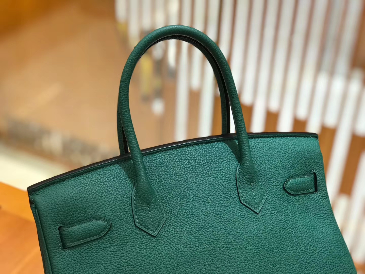 Hermès（爱马仕）Birkin 30cm 孔雀绿 森林绿 Togo小牛皮 金扣 原版蜜蜡线 顶级手工缝制