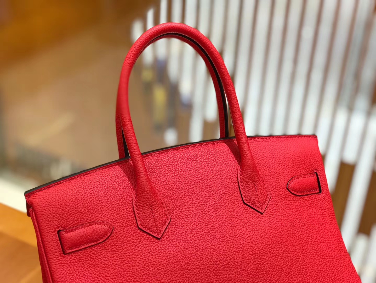 Hermès（爱马仕）Birkin 30cm 大红色 Togo小牛皮 金扣 原版蜜蜡线 顶级手工缝制