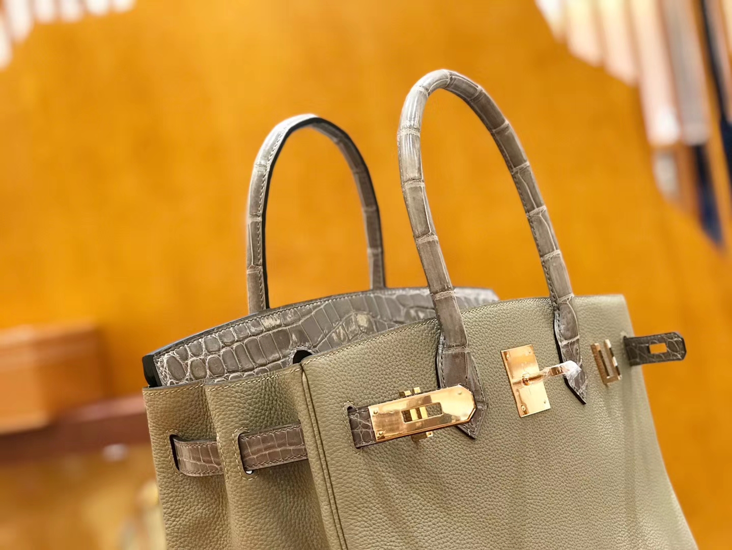Hermès（爱马仕）Birkin Touch 30cm 斑鸠灰 一级鳄鱼皮拼Togo牛皮 原版蜜蜡线 顶级手工