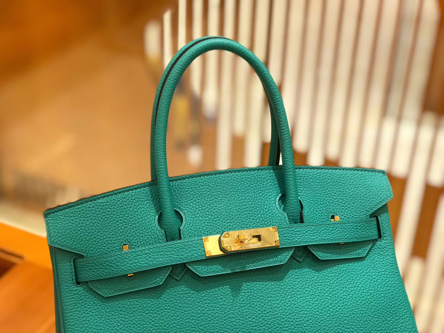 Hermès（爱马仕）Birkin 30cm 丝绒绿 Togo小牛皮 金扣 原版蜜蜡线 顶级手工缝制