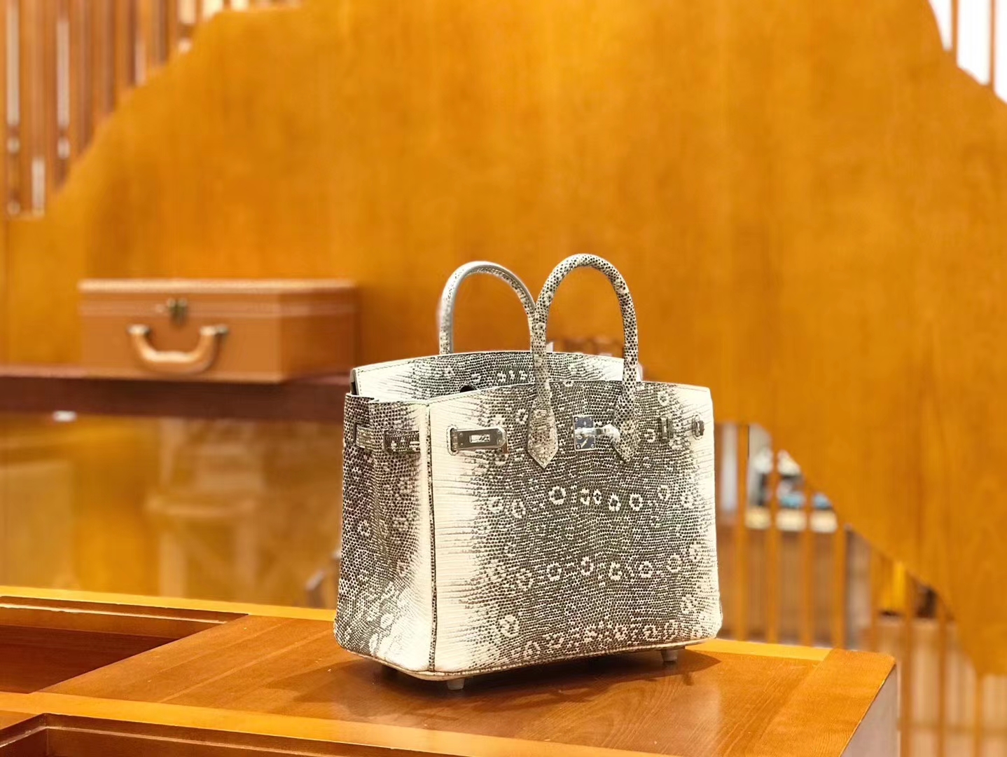 Hermès（爱马仕）Birkin 25cm 原色 南非野生蜥蜴皮 银扣 原版蜜蜡线 顶级手工