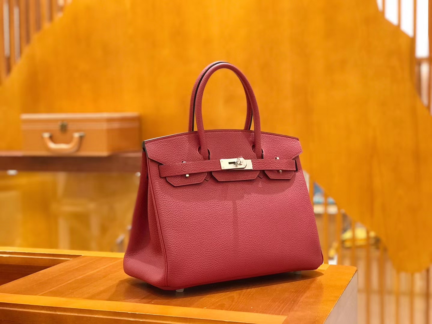 Hermès（爱马仕）Birkin 30cm 石榴红 Togo小牛皮 银扣 原版蜜蜡线 顶级手工缝制