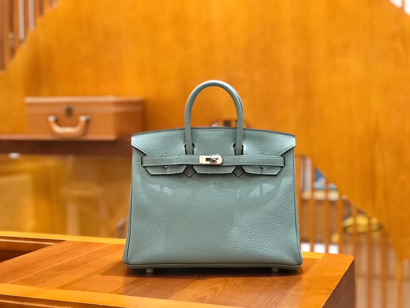 Hermès（爱马仕）Birkin 25cm 青天蓝 Togo小牛皮 银扣 原版蜜蜡线 顶级手工缝制