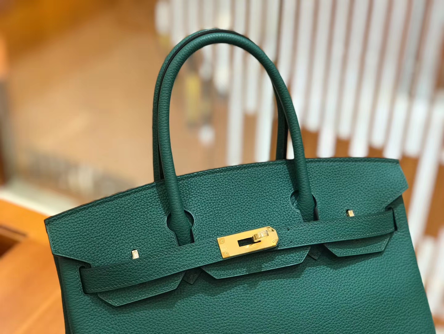 Hermès（爱马仕）Birkin 30cm 孔雀绿 森林绿 Togo小牛皮 金扣 原版蜜蜡线 顶级手工缝制