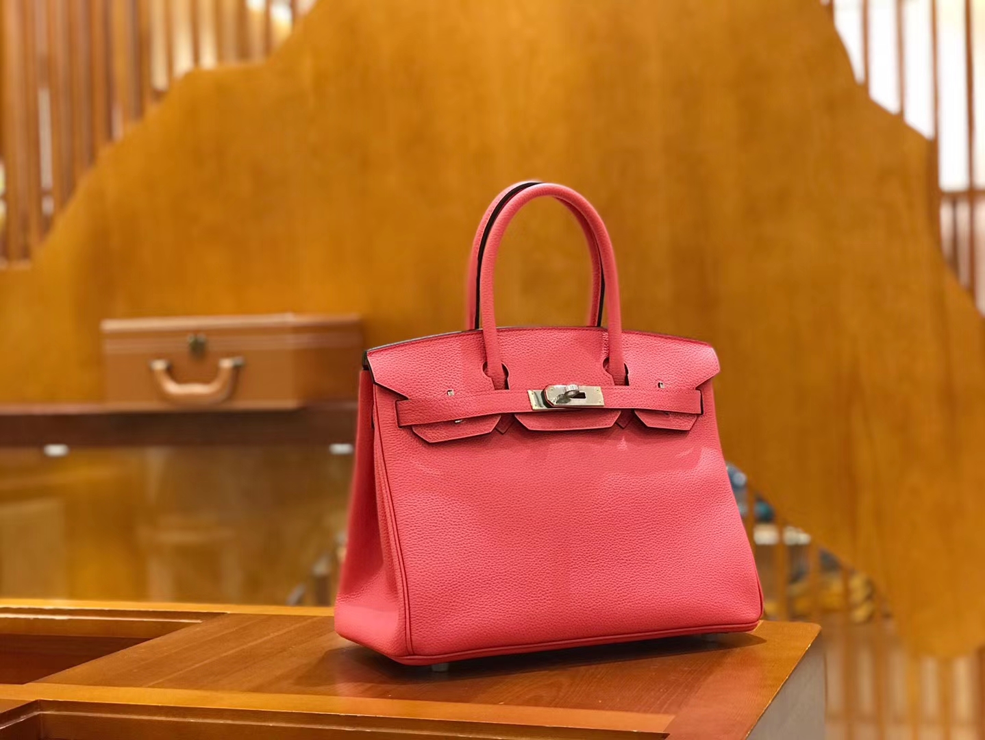 Hermès（爱马仕）Birkin 30cm 唇膏粉 Togo小牛皮 银扣 原版蜜蜡线 顶级手工缝制