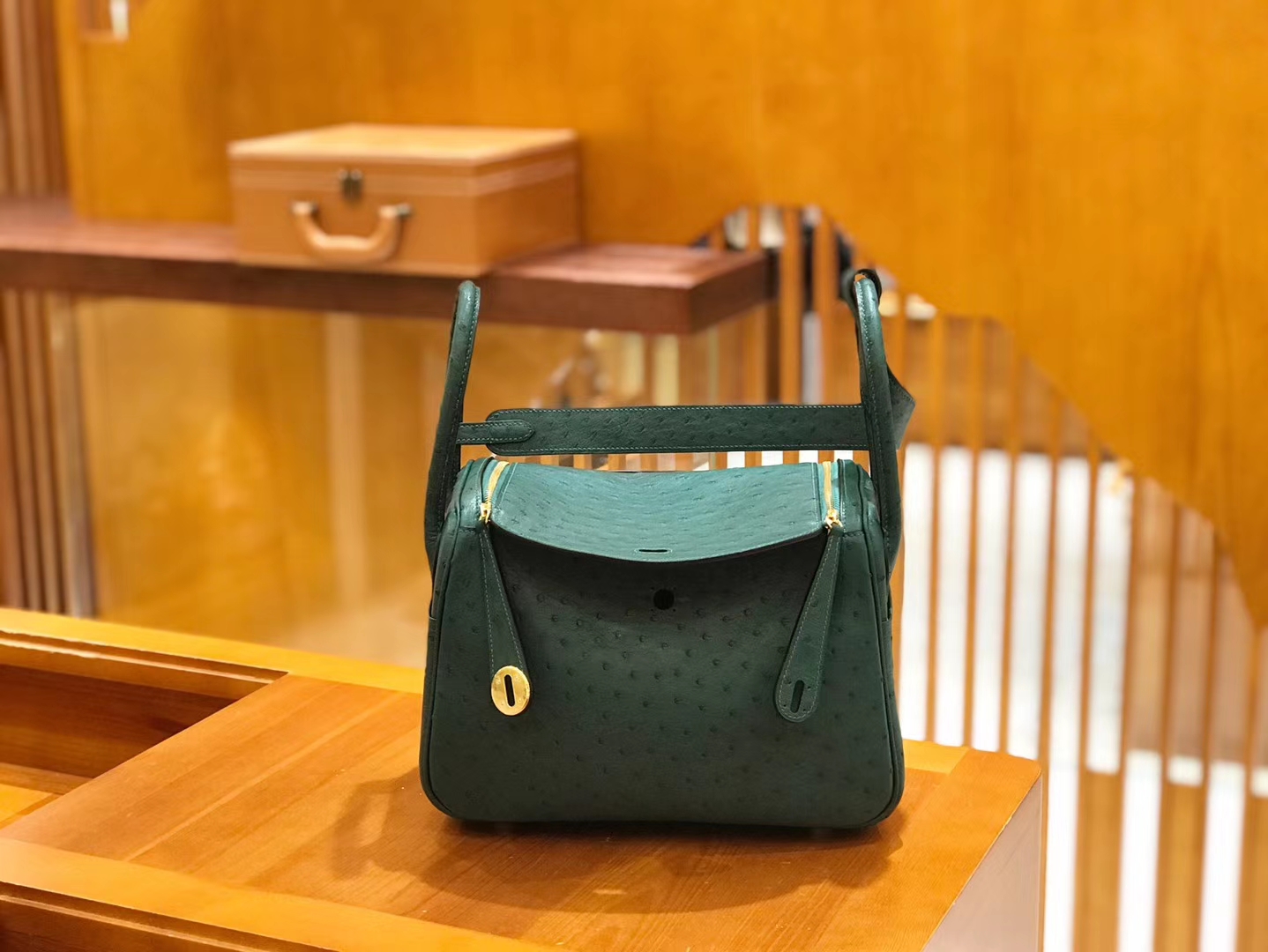 Hermès（爱马仕）Lindy 26cm 孔雀绿 南非KK级鸵鸟皮 金扣 原版蜜蜡线 顶级手工