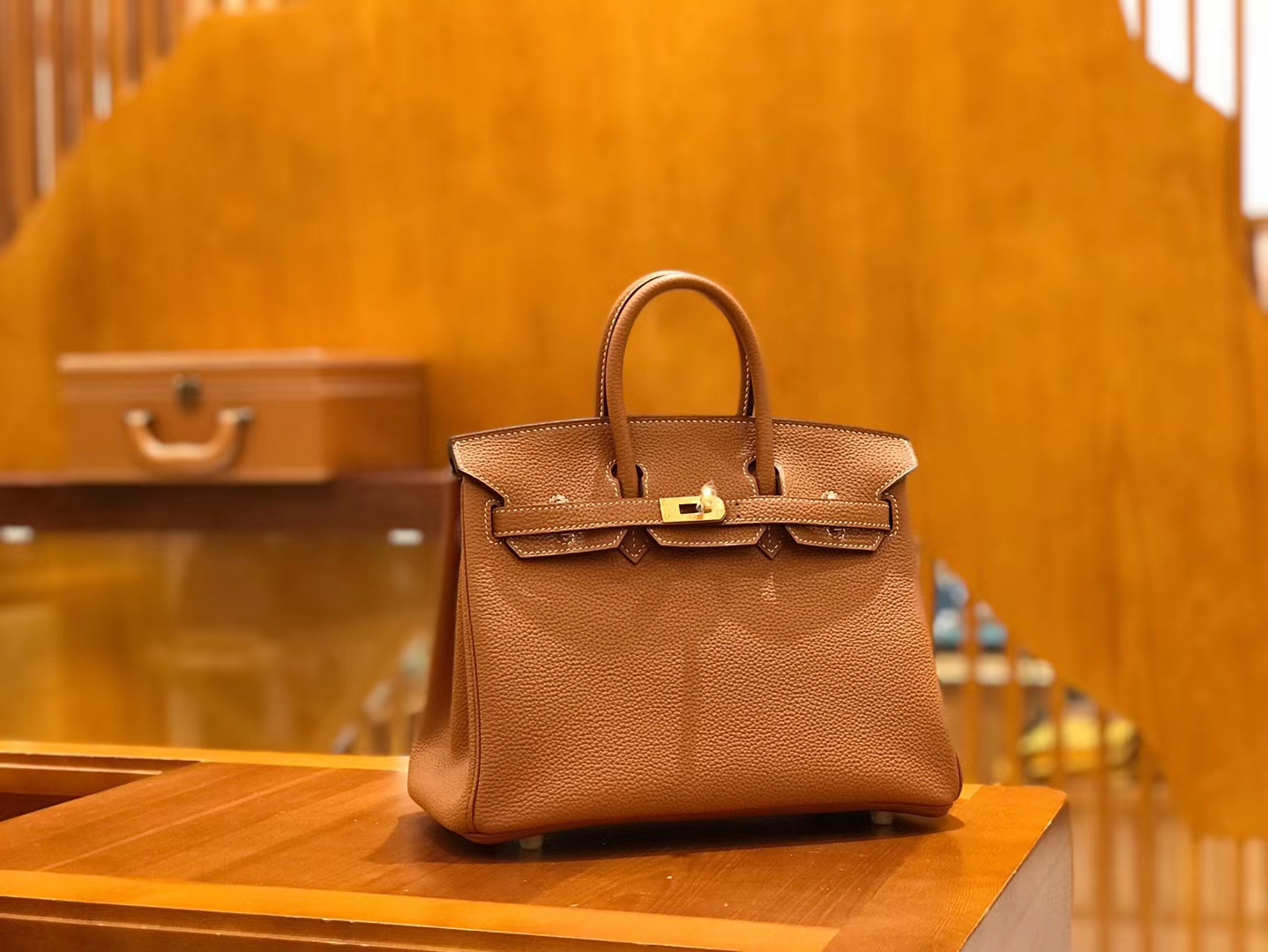 Hermès（爱马仕）Birkin 25cm 金棕色 Togo小牛皮 金扣 原版蜜蜡线 顶级手工缝制