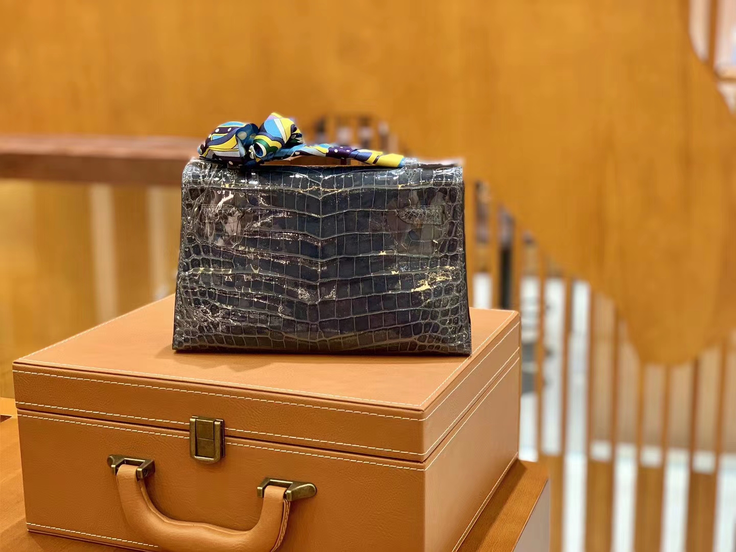 Hermès（爱马仕）Mini kelly 22cm 一级尼罗鳄 风暴蓝 金扣 原版蜜蜡线 顶级手缝