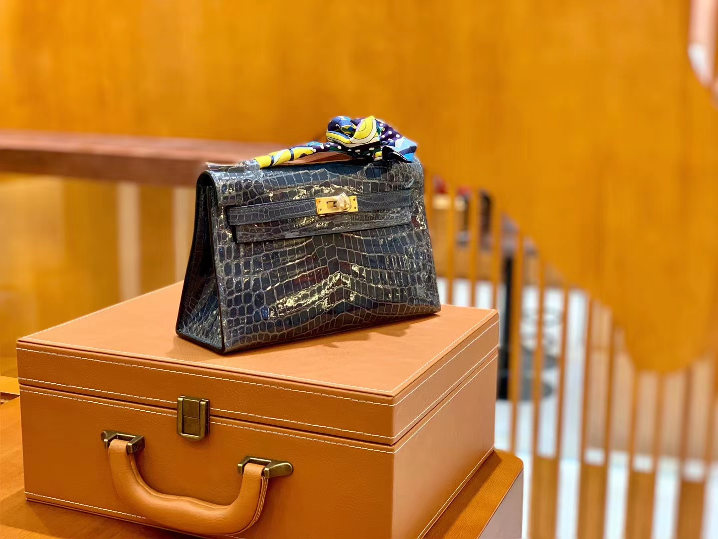 Hermès（爱马仕）Mini kelly 22cm 一级尼罗鳄 风暴蓝 金扣 原版蜜蜡线 顶级手缝