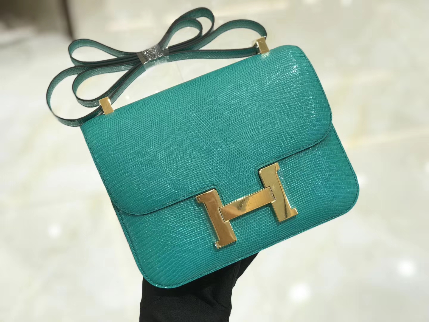 Hermès（爱马仕）Constance 维罗纳绿 南非野生蜥蜴皮 金扣 24cm 原版蜜蜡线 顶级手工