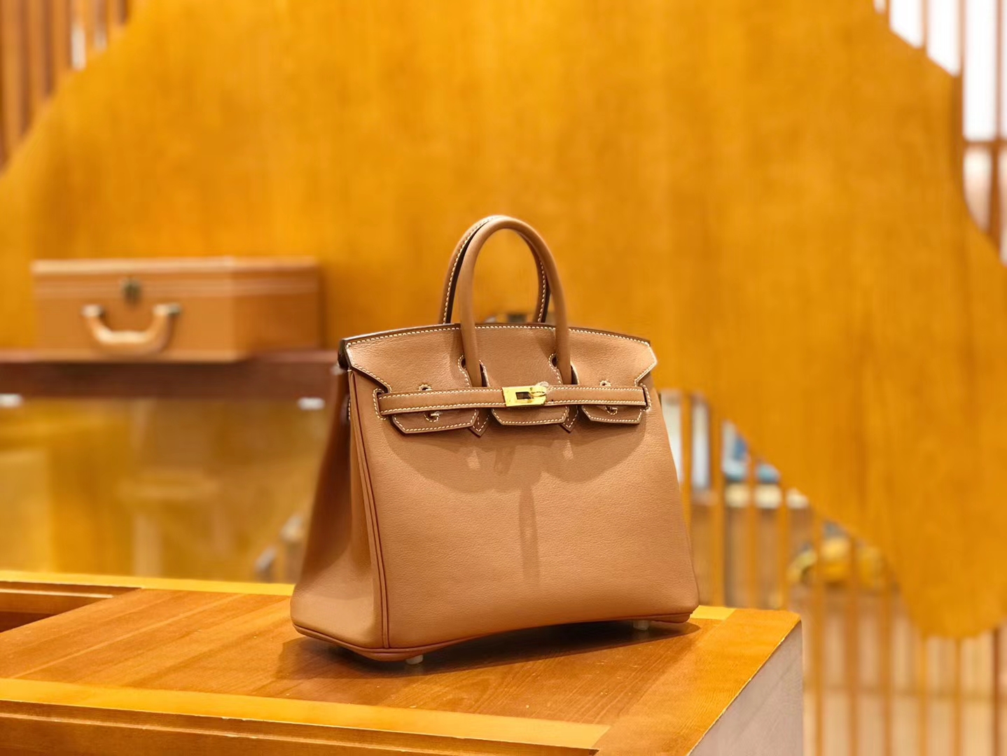 Hermès（爱马仕）Birkin 25cm 金棕 swift牛皮 金扣 原版蜜蜡线 顶级手工缝制