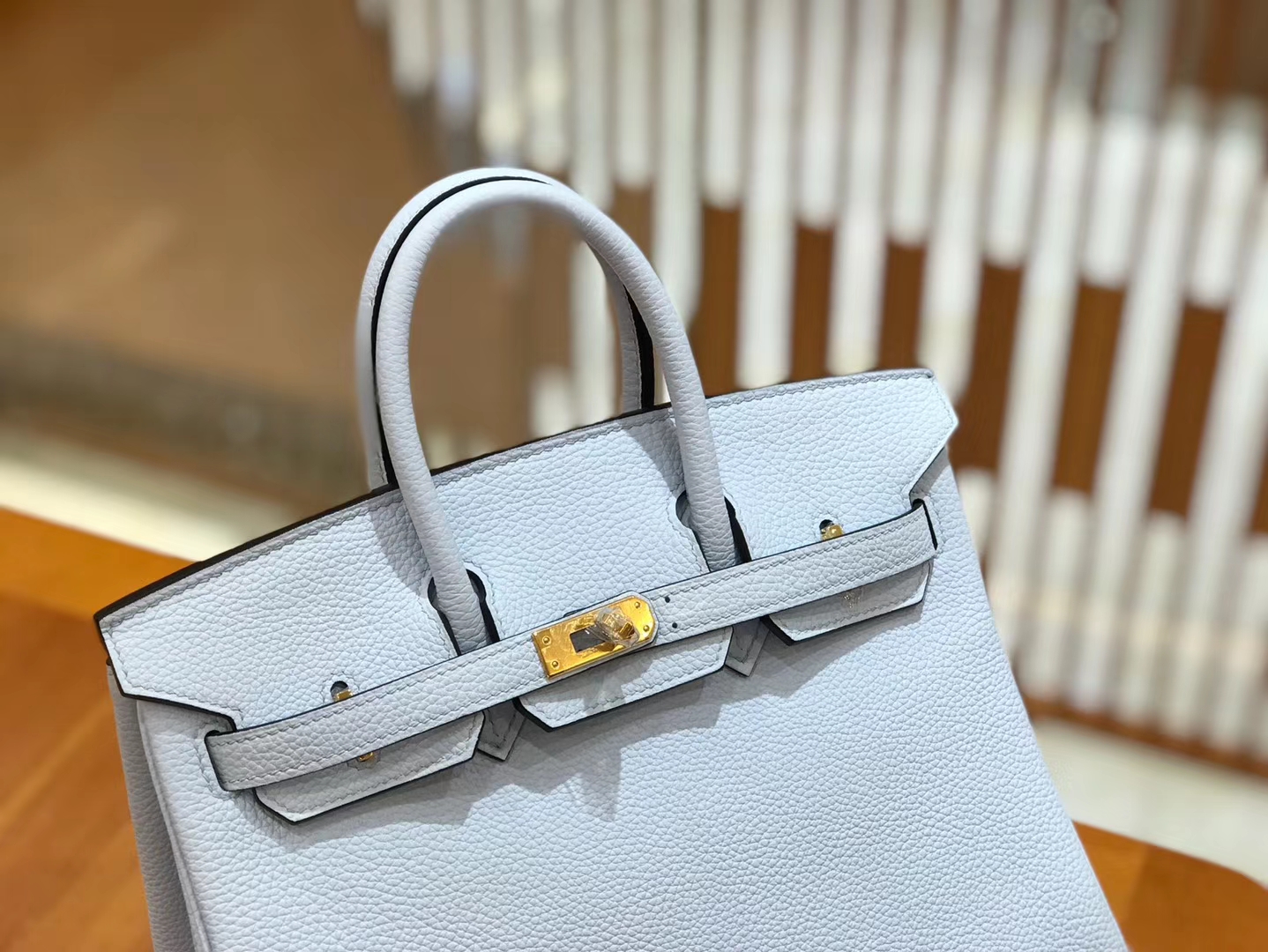 Hermès（爱马仕）Birkin 25cm 雾蓝 Togo小牛皮 金扣 原版蜜蜡线 顶级手工缝制