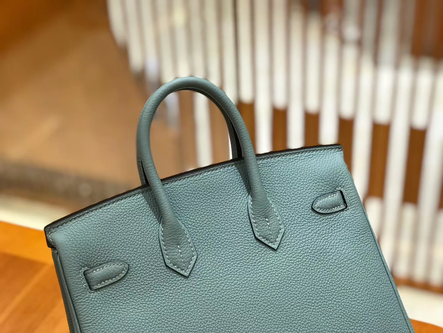 Hermès（爱马仕）Birkin 25cm 青天蓝 Togo小牛皮 银扣 原版蜜蜡线 顶级手工缝制