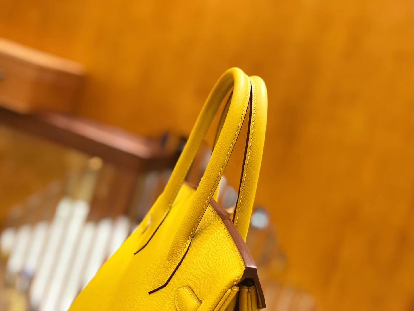 Hermès（爱马仕）Birkin 30cm 琥珀黄 Epsom掌纹小牛皮 金扣 原版蜜蜡线 顶级手工缝制