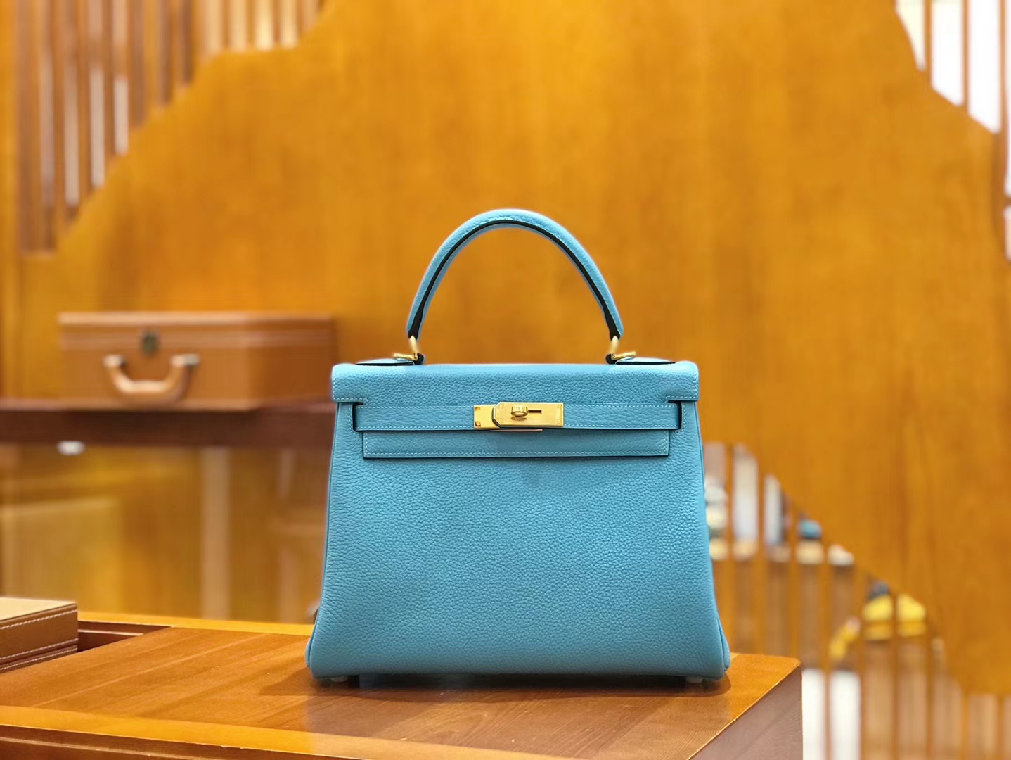 Hermès（爱马仕）Kelly 28cm 北方蓝 Togo小牛皮 金扣 原版蜜蜡线 顶级手工缝制