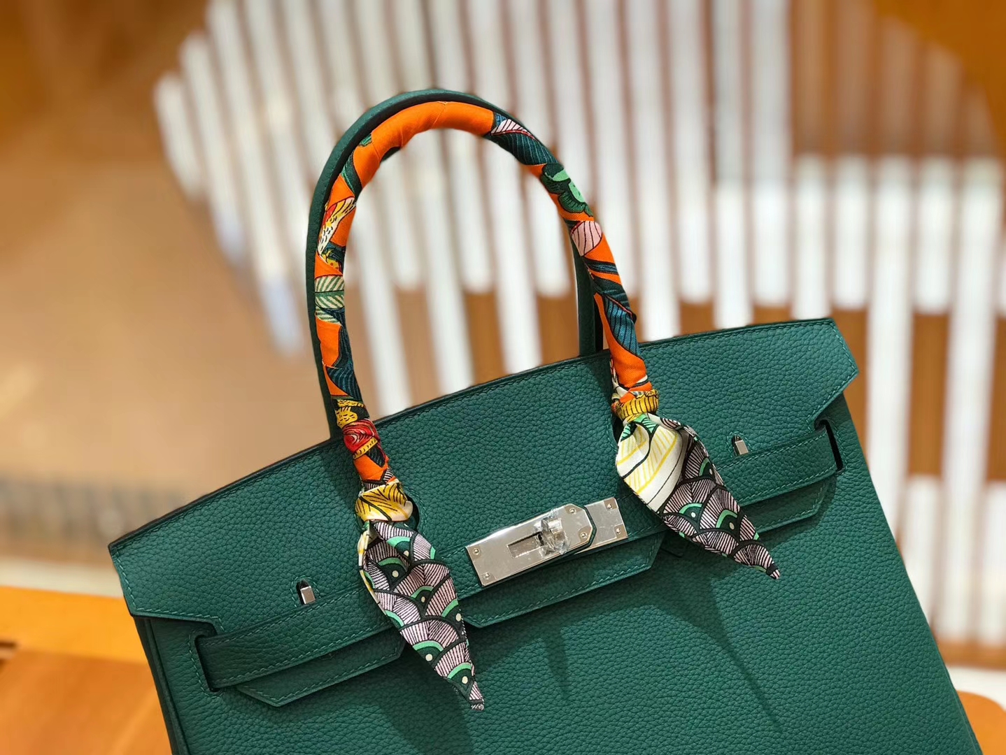 Hermès（爱马仕）Birkin 30cm 孔雀绿 Togo小牛皮 银扣 原版蜜蜡线 顶级手工缝制