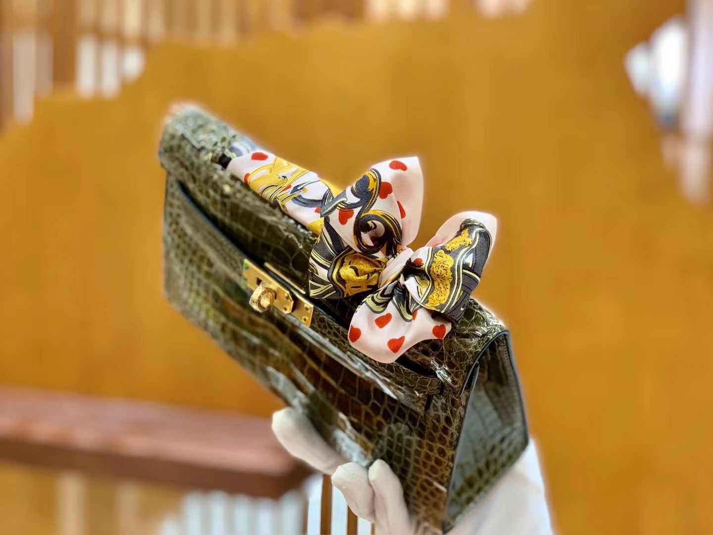 Hermès（爱马仕）Mini kelly 22cm 一级尼罗鳄 橄榄绿 金扣 原版蜜蜡线 顶级手缝
