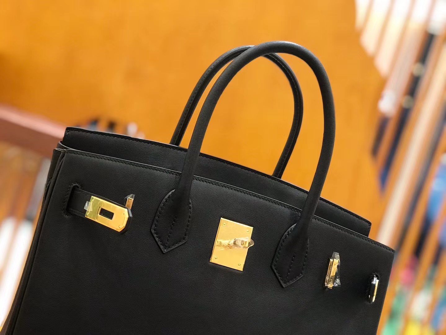 Hermès（爱马仕）Birkin 30cm 经典黑 Swift 牛皮 金扣 原版蜜蜡线 顶级手工缝制