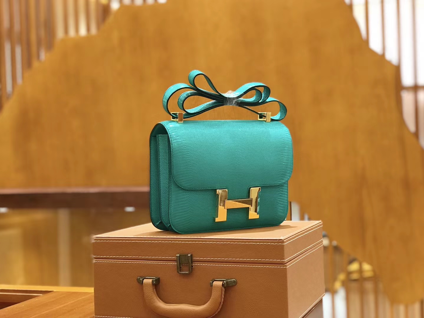 Hermès（爱马仕）Constance 维罗纳绿 南非野生蜥蜴皮 金扣 24cm 原版蜜蜡线 顶级手工