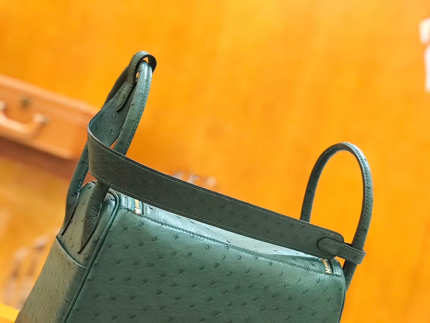 Hermès（爱马仕）Lindy 26cm 孔雀绿 南非KK级鸵鸟皮 金扣 原版蜜蜡线 顶级手工