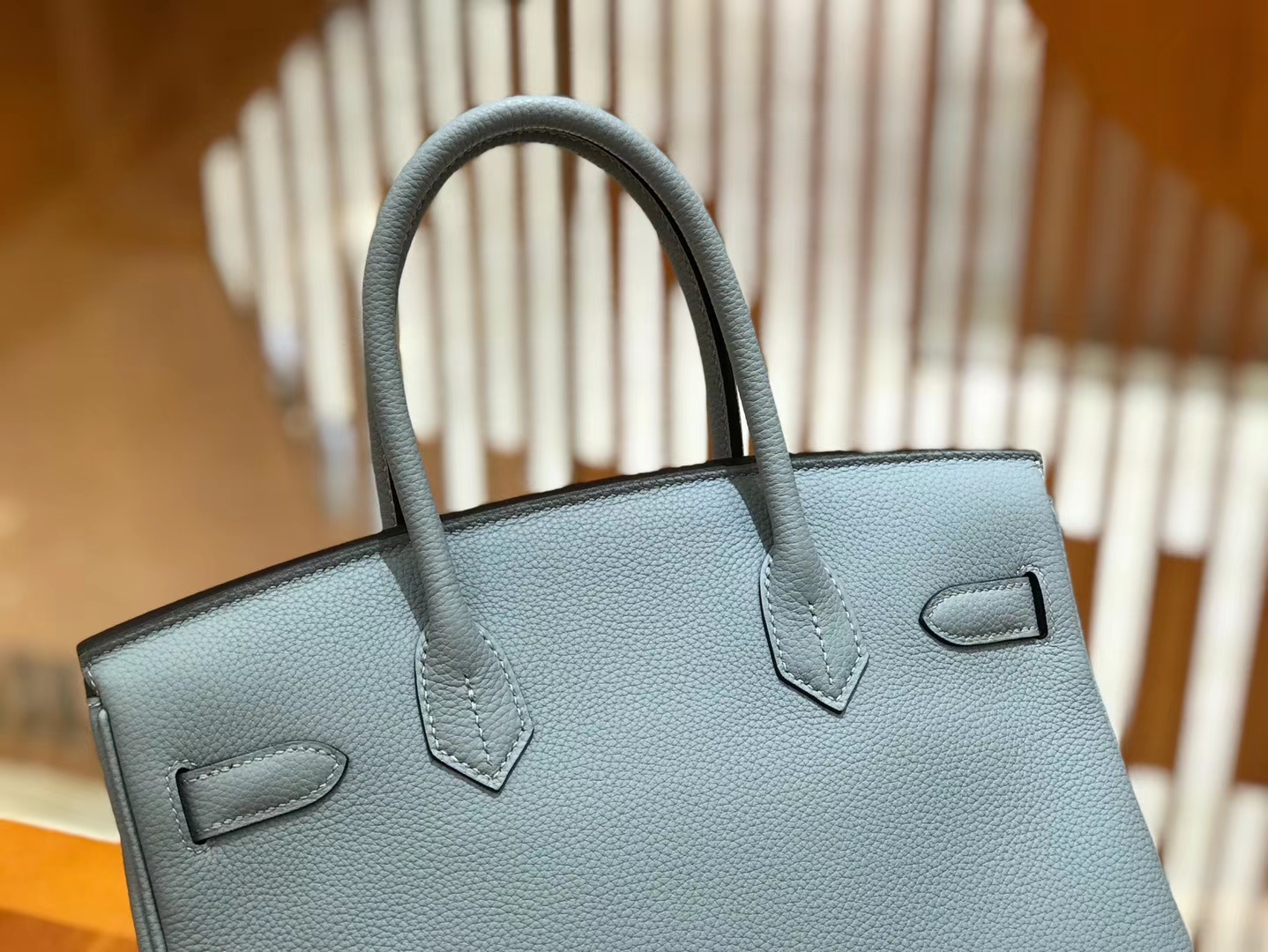 Hermès（爱马仕）Birkin 30cm 亚麻蓝 Togo小牛皮 银扣 原版蜜蜡线 顶级手工缝制