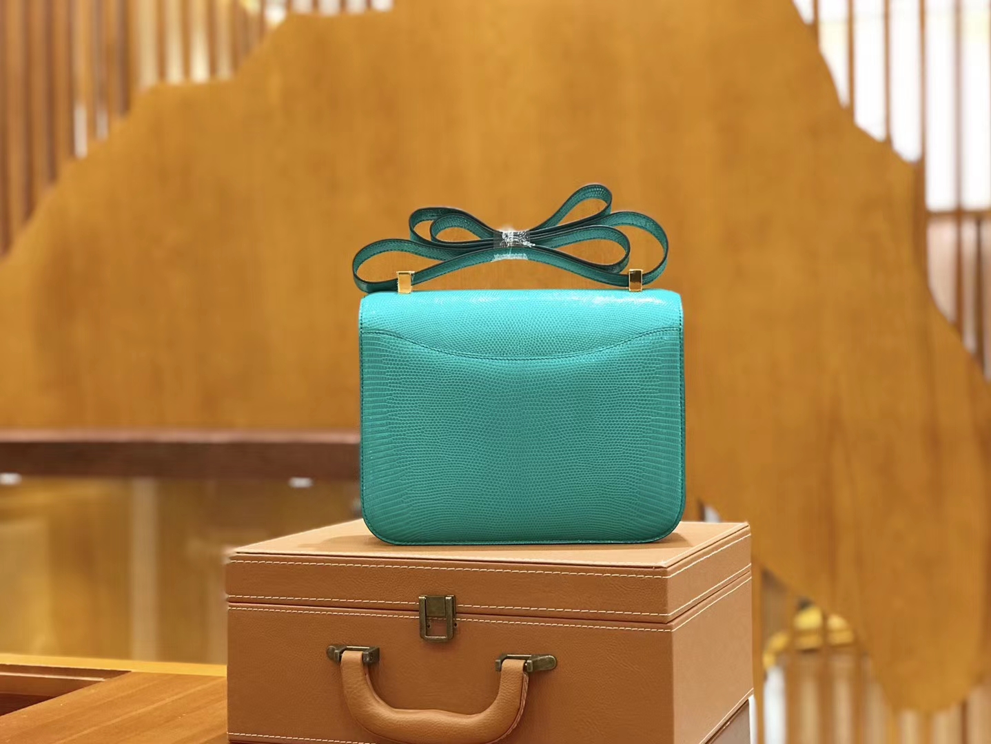 Hermès（爱马仕）Constance 维罗纳绿 南非野生蜥蜴皮 金扣 24cm 原版蜜蜡线 顶级手工
