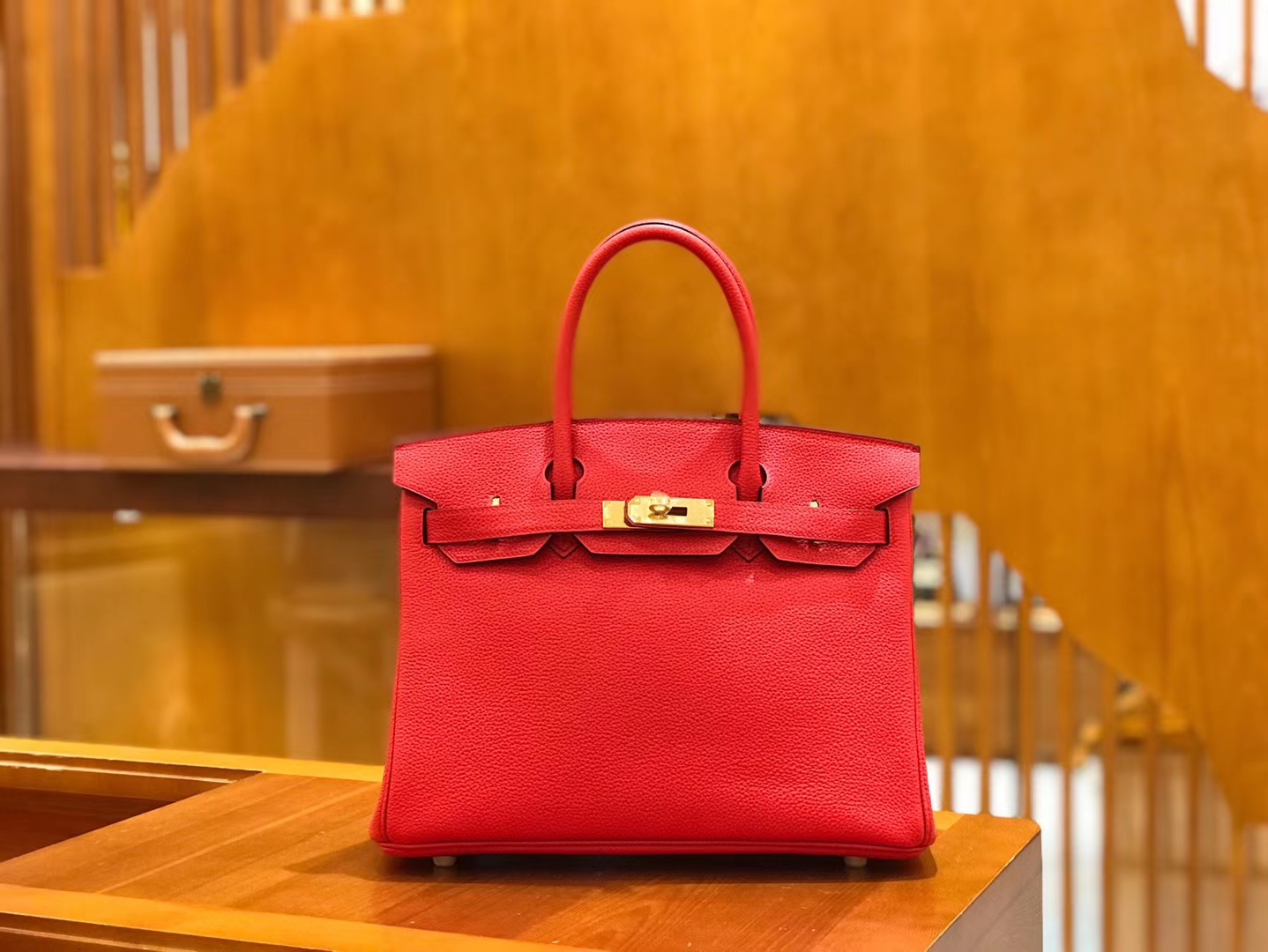 Hermès（爱马仕）Birkin 30cm 大红色 Togo小牛皮 金扣 原版蜜蜡线 顶级手工缝制