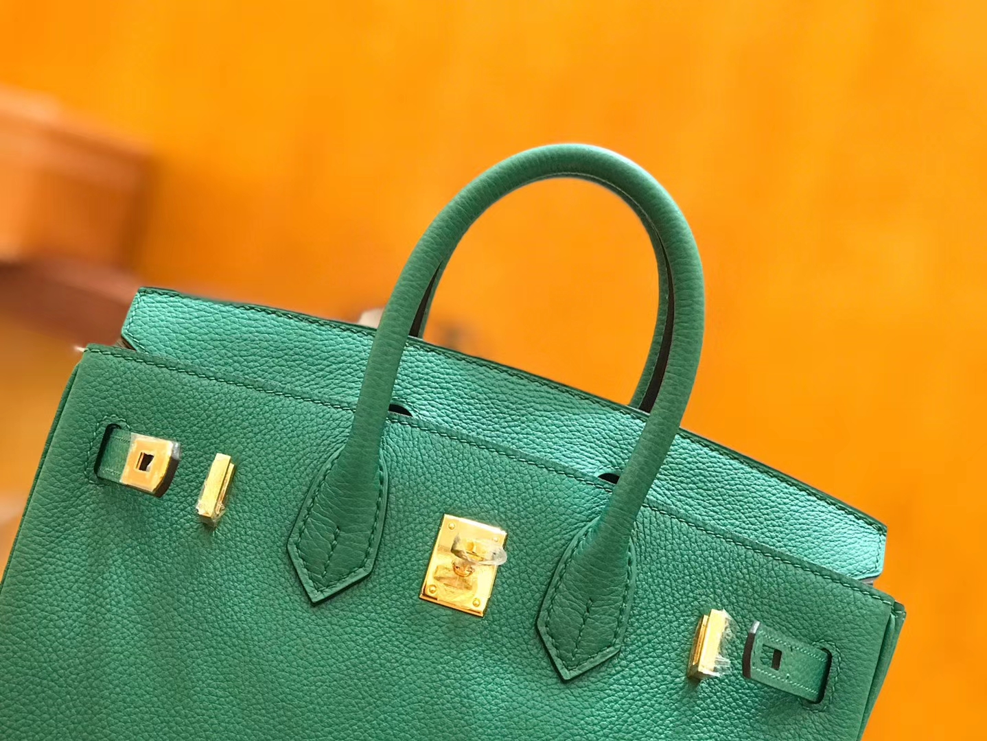 Hermès（爱马仕）Birkin 25cm 丝绒绿 Togo小牛皮 金扣 原版蜜蜡线 顶级手工缝制