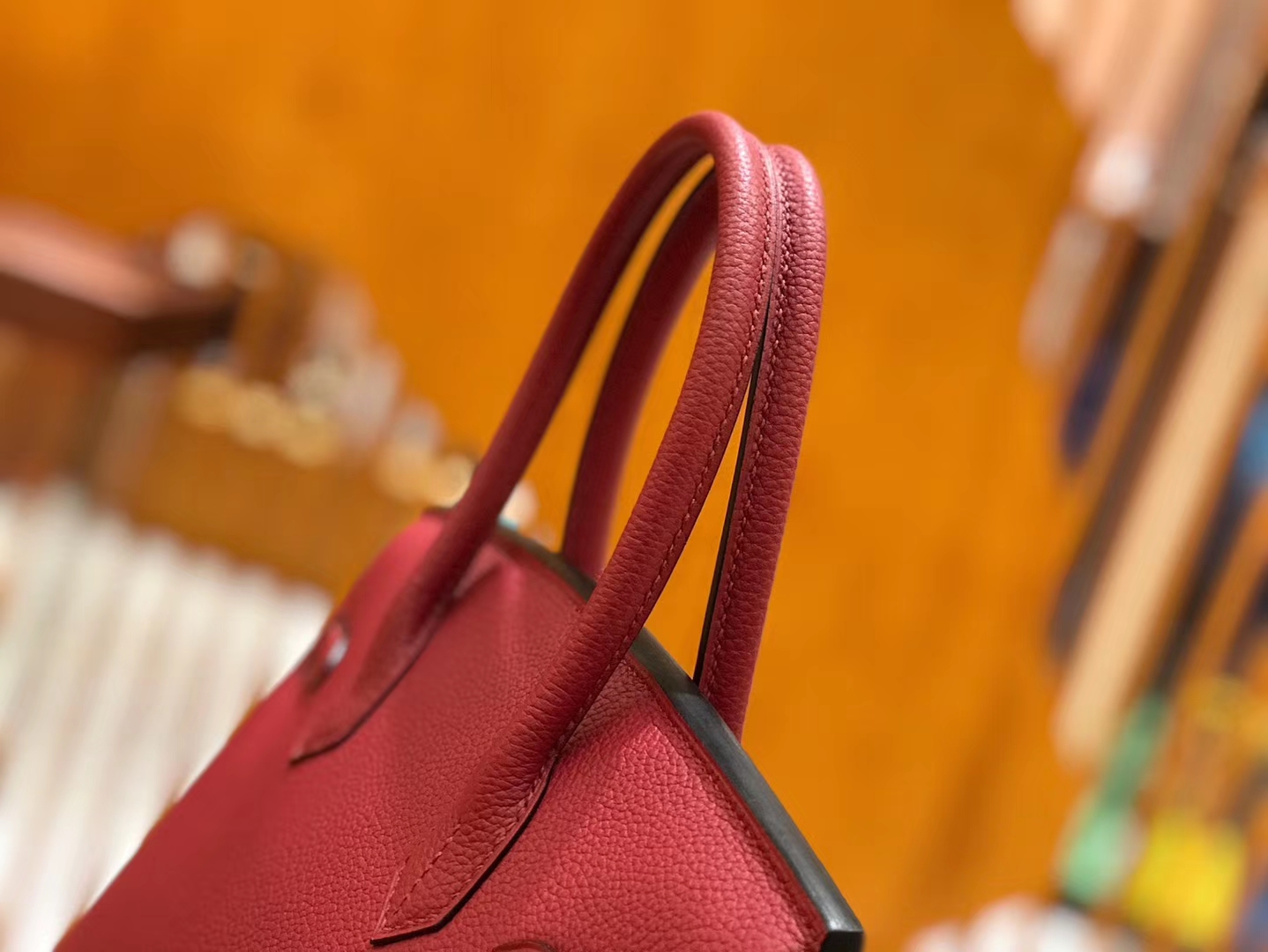 Hermès（爱马仕）Birkin 30cm 石榴红 Togo小牛皮 银扣 原版蜜蜡线 顶级手工缝制
