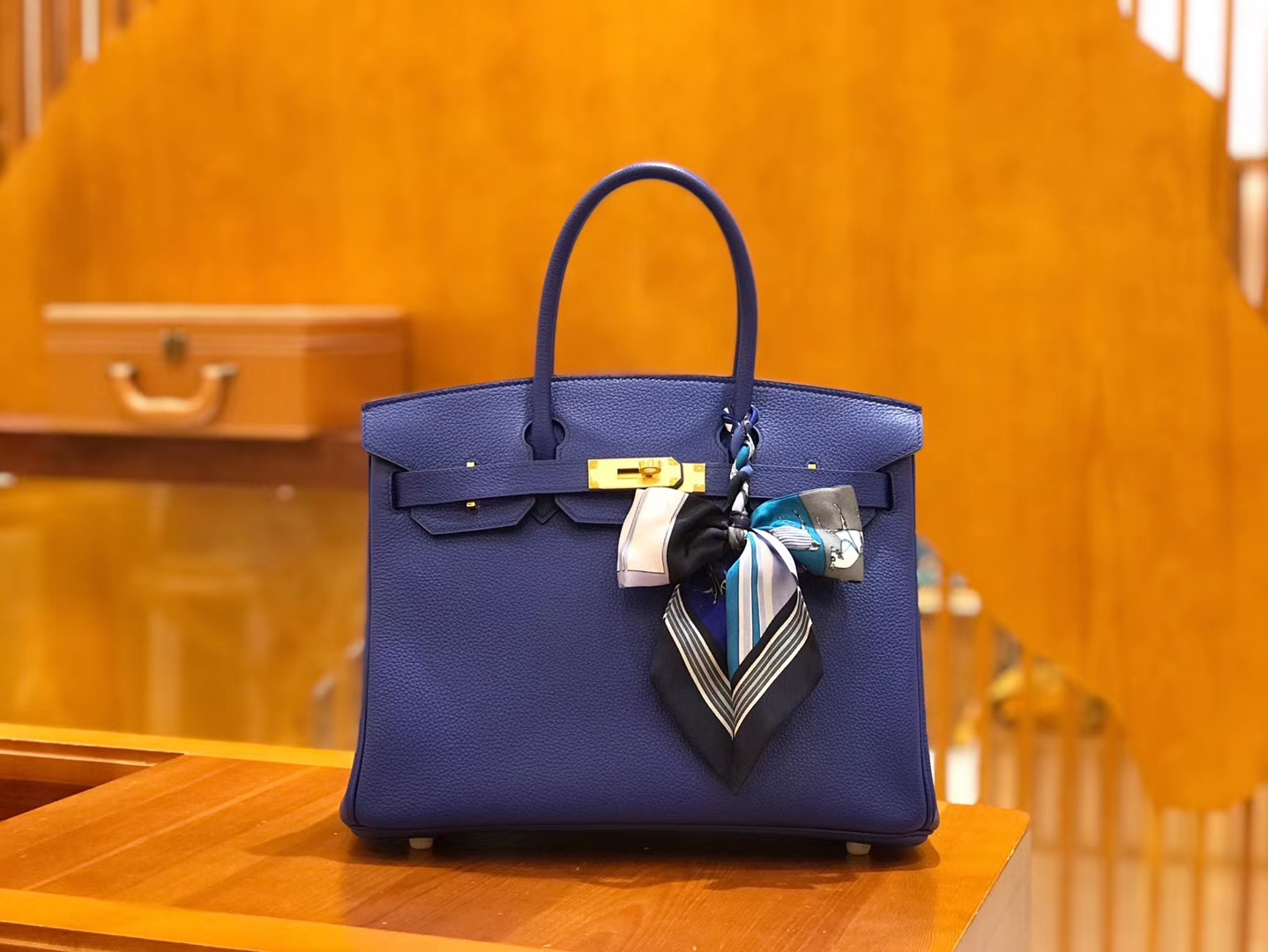 Hermès（爱马仕）Birkin 30cm 琉璃蓝 Togo小牛皮 金扣 原版蜜蜡线 顶级手工缝制