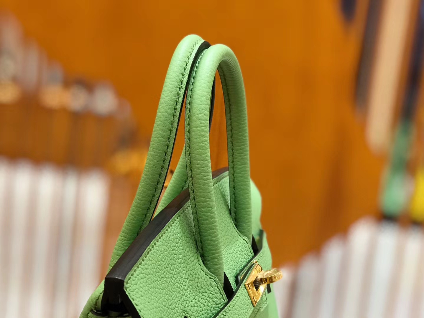 Hermès（爱马仕）Birkin 25cm 牛油果绿 Togo小牛皮 金扣 原版蜜蜡线 顶级手工缝制