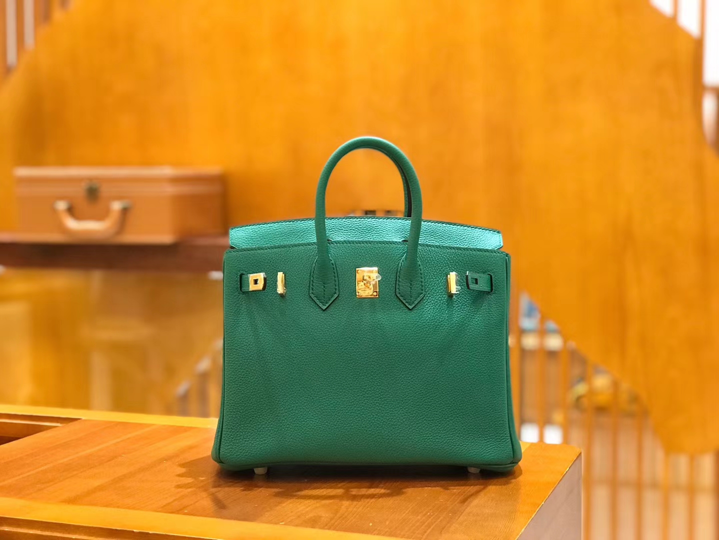 Hermès（爱马仕）Birkin 25cm 丝绒绿 Togo小牛皮 金扣 原版蜜蜡线 顶级手工缝制