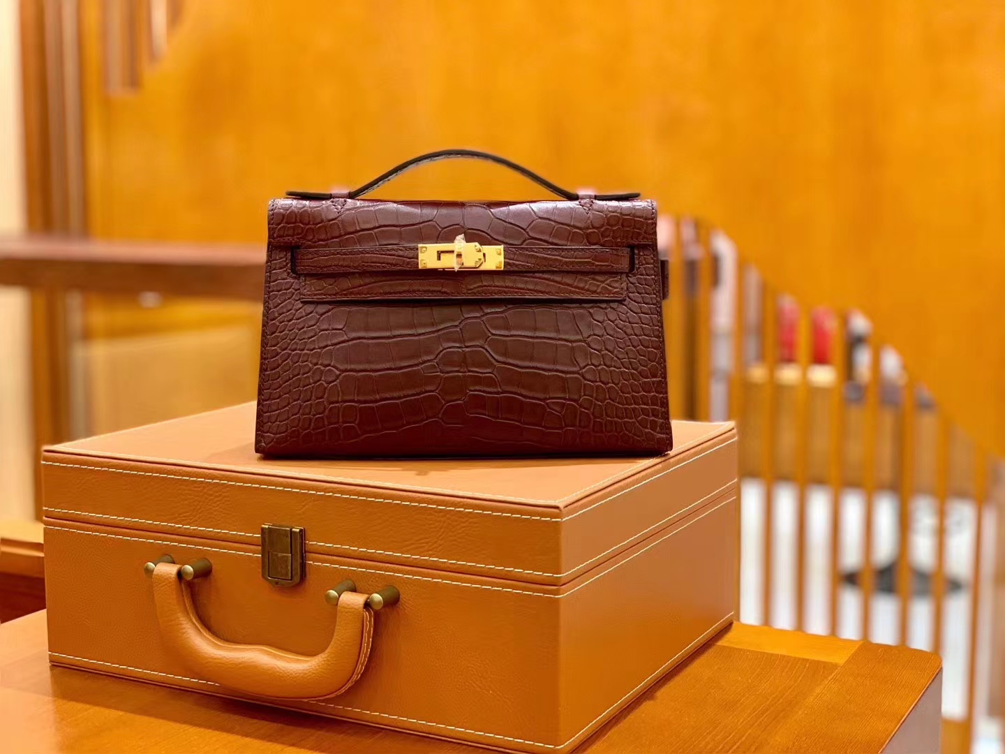 Hermès（爱马仕）Mini kelly 22cm 一级美洲鳄鳄 波尔多酒红 原版蜜蜡线 顶级手缝