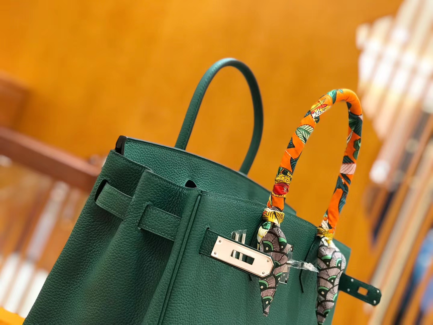 Hermès（爱马仕）Birkin 30cm 孔雀绿 Togo小牛皮 银扣 原版蜜蜡线 顶级手工缝制