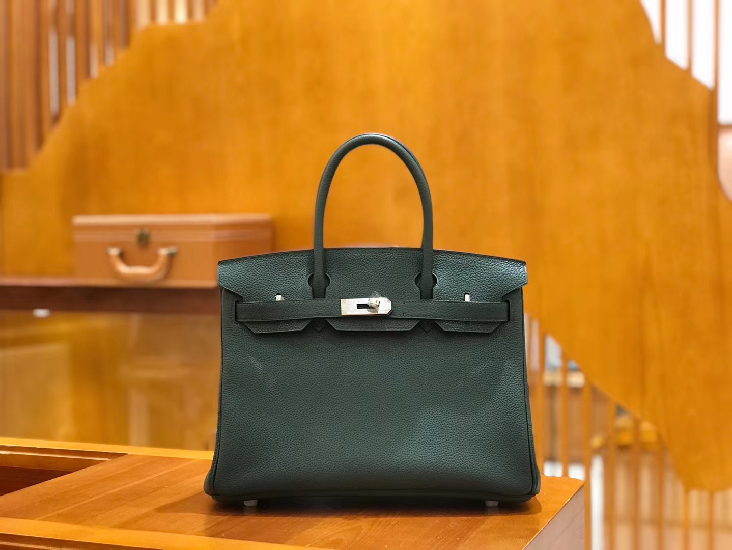 Hermès（爱马仕）Birkin 30cm 松柏绿 Togo小牛皮 银扣 原版蜜蜡线 顶级手工缝制