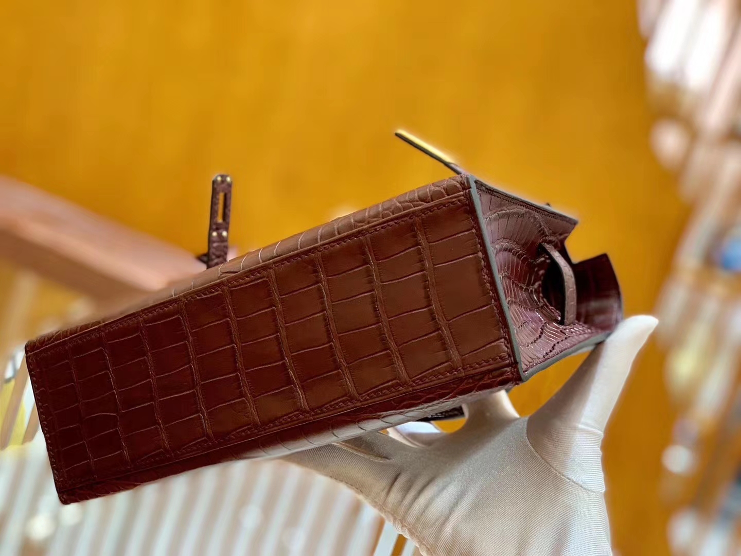Hermès（爱马仕）Mini kelly 22cm 一级美洲鳄鳄 波尔多酒红 原版蜜蜡线 顶级手缝