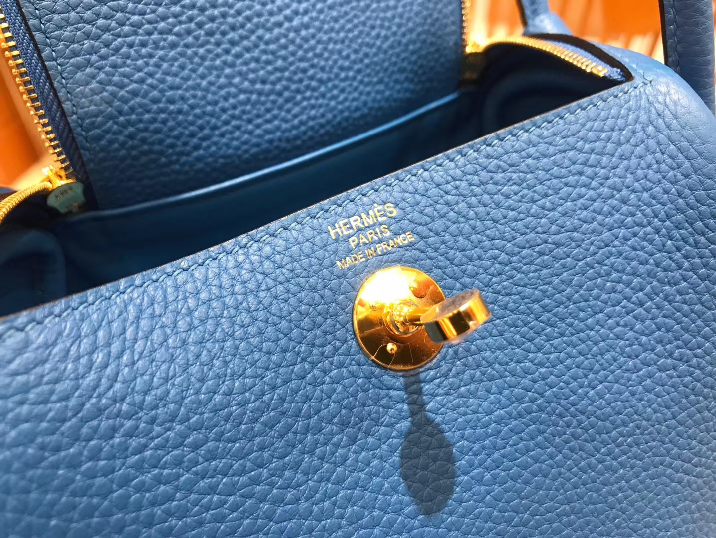 Hermès（爱马仕）Mini Lindy 18cm TC大牛皮 水妖蓝 原版蜜蜡线 顶级手缝工艺
