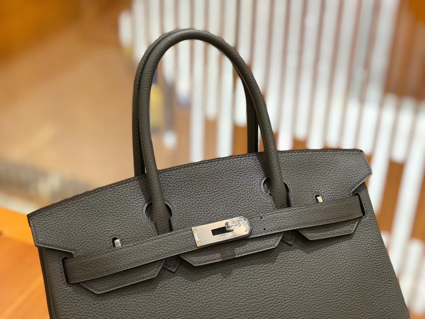 Hermès（爱马仕）Birkin 30cm 锡器灰 Togo小牛皮 银扣 原版蜜蜡线 顶级手工缝制